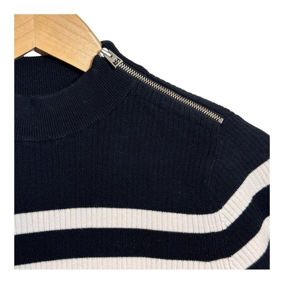 Everlane The Breton Ribbed Cotton Sweater Dress in Black and White - Picture 4 of 11